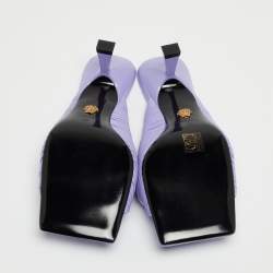 مملوكة مسبقًا Versace Lavender Pleated Leather Plisse Slide Sandals Size 39