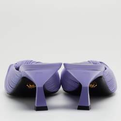 مملوكة مسبقًا Versace Lavender Pleated Leather Plisse Slide Sandals Size 39