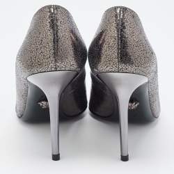 Versace Dark Grey/Black Leather Medusa Pointed Toe Pumps Size 37
