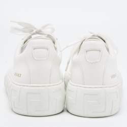 Versace White Leather Lace Up Sneakers Size 41