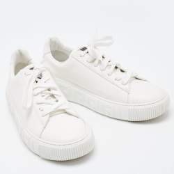 Versace White Leather Lace Up Sneakers Size 41