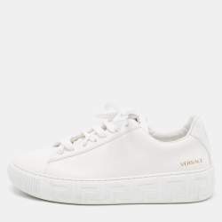 Versace White Leather Lace Up Sneakers Size 41