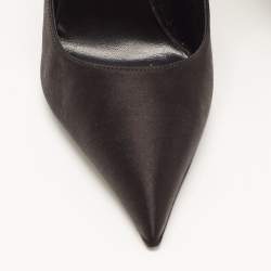 مملوكة مسبقًا Versace Black Satin Crystal Embellished Pointed Toe Mules Size 36 