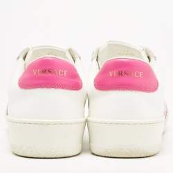Pre Owned Versace White Leather Medusa Low Top Sneakers Size 40