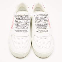 Pre Owned Versace White Leather Medusa Low Top Sneakers Size 40