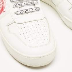 Pre Owned Versace White Leather Medusa Low Top Sneakers Size 40