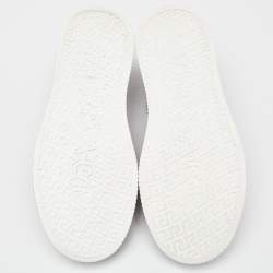 Pre Owned Versace Black Heart Printed Leather Medusa Sneakers Size 39