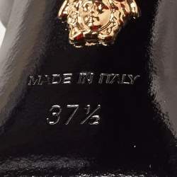 Versace Black Leather La Medusa Slingback Pumps Size 37.5