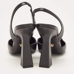 Versace Black Leather La Medusa Slingback Pumps Size 37.5