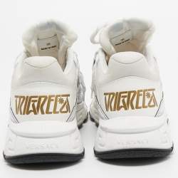 Versace White Leather and Coated Canvas Trigreca Sneakers Size 36