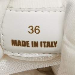 Versace White Leather and Coated Canvas Trigreca Sneakers Size 36