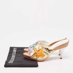 Versace Multicolor Printed Canvas Clog Slide Sandals Size 36