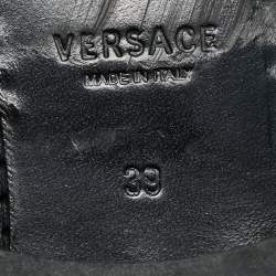 Pre Owned Versace Black Leather Chain Loafers Szie 39