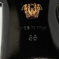 Pre Owned Versace Black Leather Medusa Ankle Strap Sandals Size 36