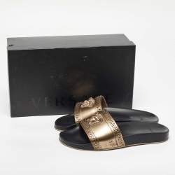 Versace Gold Rubber Medusa Head Flat Slides Size 42