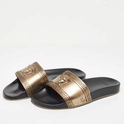 Versace Gold Rubber Medusa Head Flat Slides Size 42