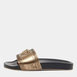 Versace Gold Rubber Medusa Head Flat Slides Size 42