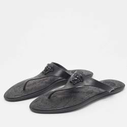 Versace Black Rubber Medusa Slide Flats Size 41