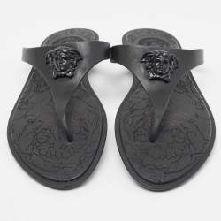 Versace Black Rubber Medusa Slide Flats Size 41