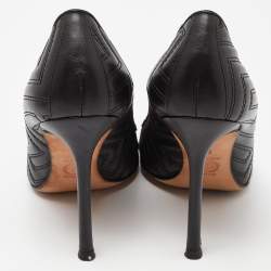 Versace Black Leather Quilted Pointed Toe Pumps Size 39