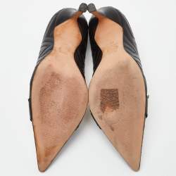 Versace Black Leather Quilted Pointed Toe Pumps Size 39