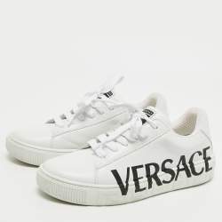 Versace White Leather Low Top Sneakers Size 37