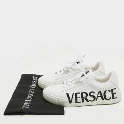 Versace White Leather Low Top Sneakers Size 37