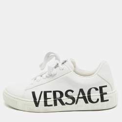 Versace White Leather Low Top Sneakers Size 37