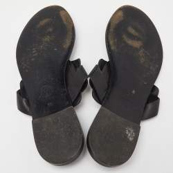 Versace Black Leather Medusa Detail Thong Flats Slides Size 39