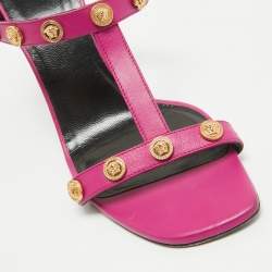Versace Purple Leather Medusa Embellished Slides Size 40