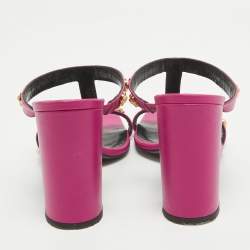 Versace Purple Leather Medusa Embellished Slides Size 40