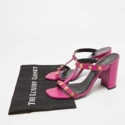 Versace Purple Leather Medusa Embellished Slides Size 40