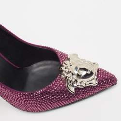 Versace Purple Suede Crystals Medusa Pumps Size 39.5