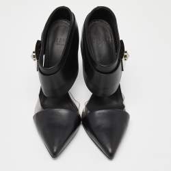 Versace Black Leather and Pvc Pointed Toe Sandals Size 36 