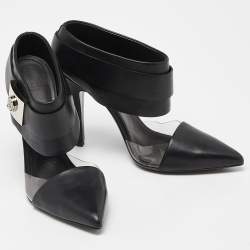 Versace Black Leather and Pvc Pointed Toe Sandals Size 36 