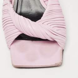 Pre Owned Versace Pink Pleated Leather Plisse Slide Sandals Size 37