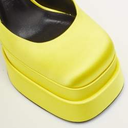 Versace Yellow Satin Medusa Aevitas Platform Ankle Strap Pumps Size 37