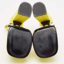 Versace Yellow Satin Medusa Aevitas Platform Ankle Strap Pumps Size 37