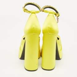 Versace Yellow Satin Medusa Aevitas Platform Ankle Strap Pumps Size 37