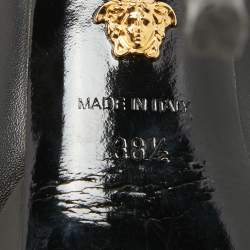 Versace Black Leather Virtus Platform Pumps Size 38.5