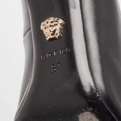 Pre Owned Versace Black Leather Medusa  Pointed Toe Pumps Size 37