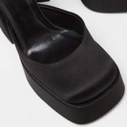 Pre Owned Versace Black Satin Medusa Aevitas Double Platform Pumps Size 37