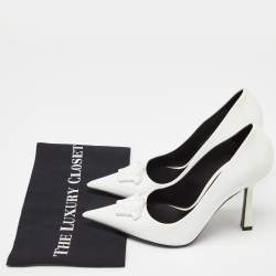 Versace White Patent Leather Medusa Pointed Toe Pumps Size 40