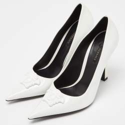 Versace White Patent Leather Medusa Pointed Toe Pumps Size 40