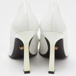Versace White Patent Leather Medusa Pointed Toe Pumps Size 40