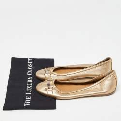 Versace Gold Leather Ballet Flats Size 37