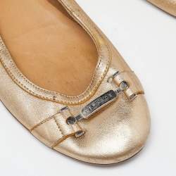 Versace Gold Leather Ballet Flats Size 37