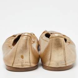 Versace Gold Leather Ballet Flats Size 37