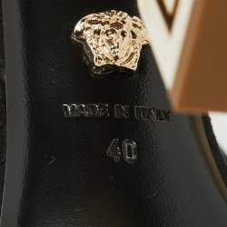 Pre Owned Versace Black Suede Greek Key Platform Sandals Size 40