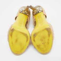 Versace Beige Leather Open Toe Sandals Size 41   